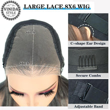 Load image into Gallery viewer, VINIDA STYLE Glueless Natural Black Straight Layered Wig Wear and Go 8x6 Lace Front Synthetic Wig Pre style Pre Plucked Pre Cut Vivid Self-growing Hairline Tiny Knots Premium Fiber 20Inch 260% Density
