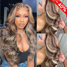 Load image into Gallery viewer, Bodywave  Highlight  13*6*1 T Part Lace Front Human Hair Wigs for Women Invisible 150% 180% Density Pre Plucked  With Baby Hair
