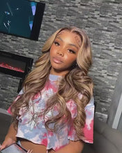 Load and play video in Gallery viewer, Highlight Colored 13x4 HD Lace Front Wigs Human Hair Body Wave Brazilian Virgin Lace Front Human Hair Wigs Colored Pre Plucked With Baby Hair For Women
