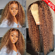 Load image into Gallery viewer, Highlight Curly 13x4 Transparent Lace 13*6*1 T Part Lace Front Human Hair Wigs Invisible 150% 180% Density Pre Plucked With Baby Hair
