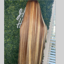 Load image into Gallery viewer, Highlight Straight 13x4 Transparent Lace 13*6*1 T Part Lace Front Human Hair  Wigs for Women Invisible Lace 150% 180% Density Pre Plucked
