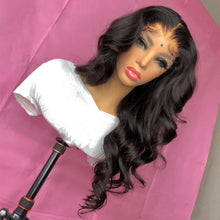 Load image into Gallery viewer, 13*4 Transparent Lace Front Human Hair Wigs Bodywave Natural Color 180% Density  with Baby Hair Remy Hair Pre-Plucked Wigs
