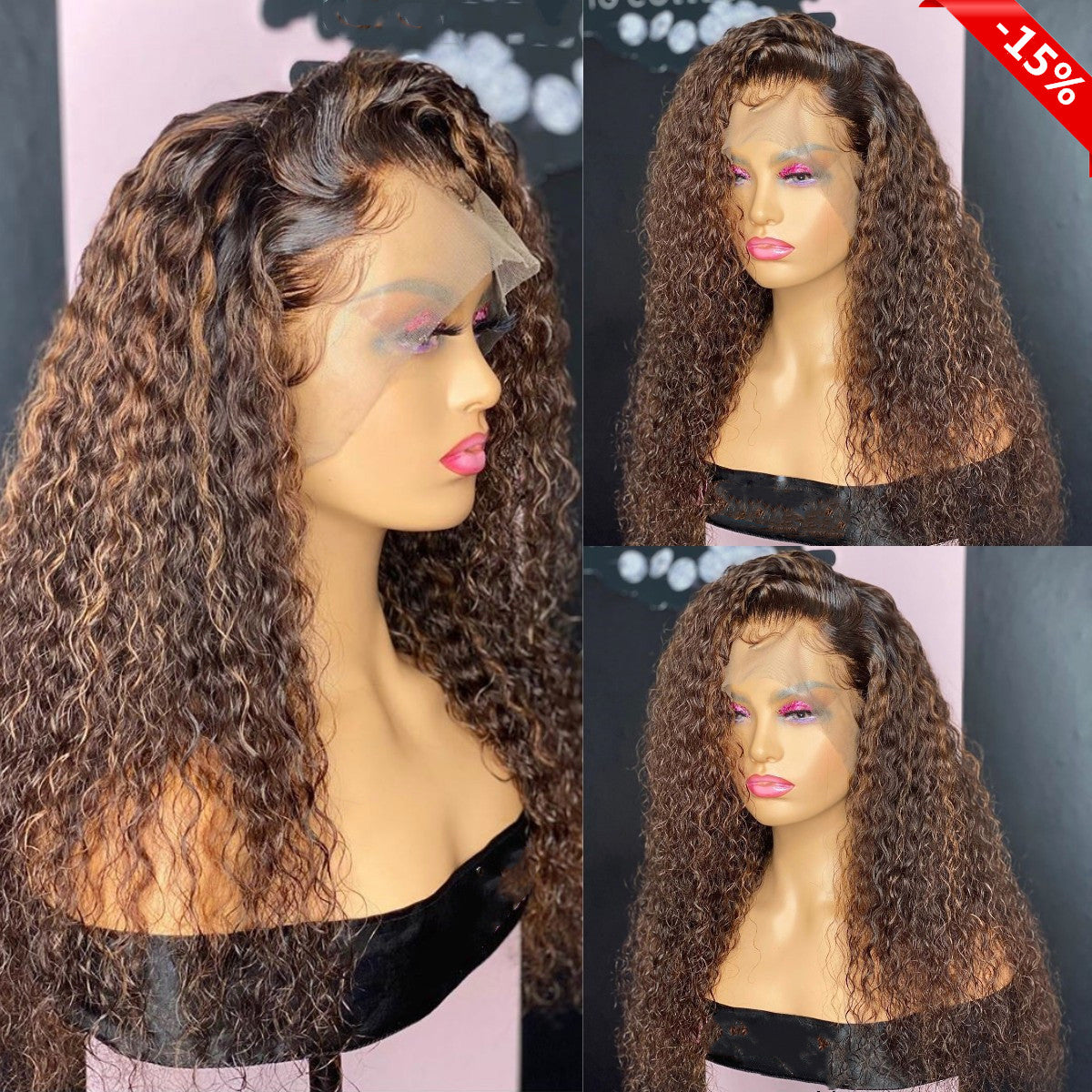 13*4 Transparent Lace Front Human Hair Curly Wigs with Baby Hair Middle Ration Remy Hair Lace Wigs Pre-Plucked Wigs