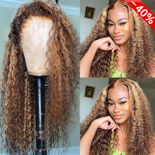 Load image into Gallery viewer, Highlight 13x4 Transparent Lace 13*6*1 T Part Lace Front Human Hair Curly Wigs Invisible Lace For Women 150% 180% Density Pre Plucked With Baby Hair
