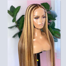 Load image into Gallery viewer, Highlight Straight Wigs 13x4 Transparent Lace 13*6*1 T Part Lace Front Human Hair  Wigs for Women Invisible Lace 150% 180% Density Pre Plucked
