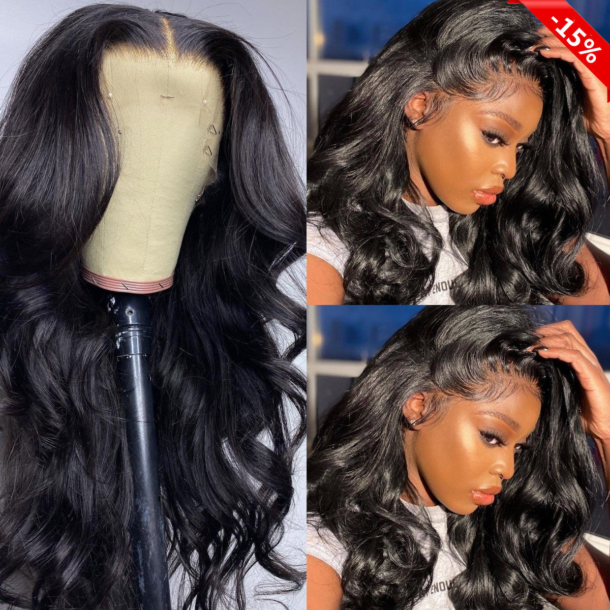 13*4 Bodywave Natural Color Transparent Lace Front Human Hair Wigs with Baby Hair Remy Hair Pre-Plucked Wigs 150% Density