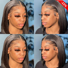 Load image into Gallery viewer, Yoniswigs Natural Color 13*4 Transparent Lace Front Bob Wigs Pre Plucked Hair Human Hair 150% Density
