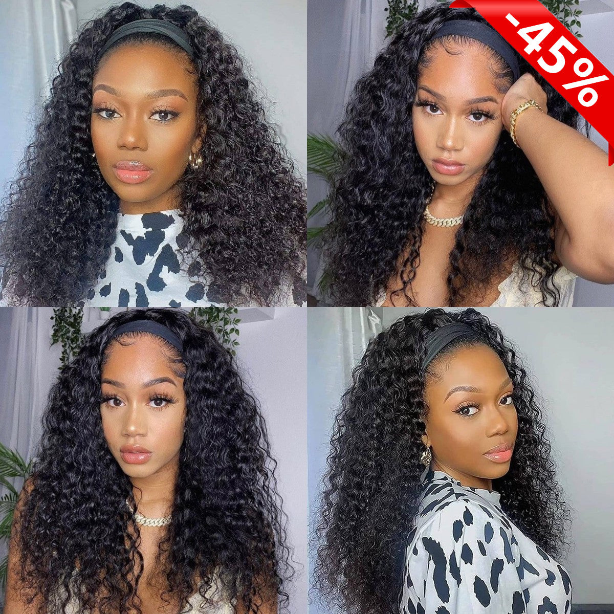 Headband Wigs Human Hair Curly 30Inch Glueless Brazilian Hair Wigs So Soft Remy Full Machine Wig For Women 180 Density