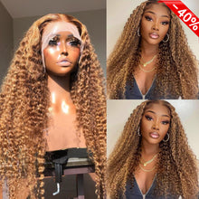 Load image into Gallery viewer, 13x4 Transparent Lace 13*6*1 T Part Lace Front Human Hair Highlight Curly Wigs Invisible 150% 180% Density Pre Plucked With Baby Hair
