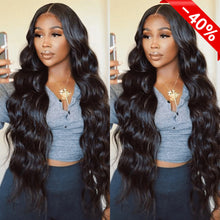 Load image into Gallery viewer, Natural Color Body Wave 13x4 Transparent Lace 13*6*1 T Part Lace Front Human Hair Wigs for Women Invisible 150% 180% Density Pre Plucked

