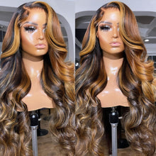 Load image into Gallery viewer, Highlight 13x4 Transparent Lace 13*6*1 T Part Lace Front Human Hair WigsBodywave for Women Invisible 150% 180% Density Pre Plucked  With Baby Hair
