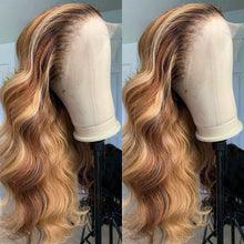 Load image into Gallery viewer, Yoniswigs Bodywave  Highlight 13x4 Transparent Lace 13*6*1 T Part Lace Front Human Hair Wigs for Women Invisible 150% 180% Density Pre Plucked
