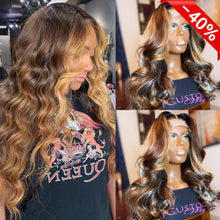 Load image into Gallery viewer, 13x4 Transparent Lace 13*6*1 T Part Lace Front Human Hair Wigs Bodywave Highlight 150% 180% Density Pre Plucked  With Baby Hair
