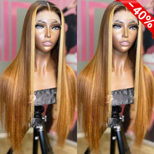 Load image into Gallery viewer, Highlight 13x4 Transparent Lace 13*6*1 T Part Lace Front Human Straight  Hair Wigs for Women Invisible 150% 180% Density Pre Plucked  With Baby Hair
