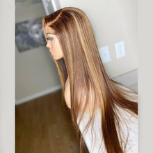 Load image into Gallery viewer, Yoniswigs Highlight 13x4 Transparent Lace 13*6*1 T Part Lace Front Human Straight  Hair Wigs for Women Invisible 150% 180% Density Pre Plucked  With Baby Hair
