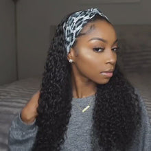 Load and play video in Gallery viewer, Headband Wigs Human Hair Curly 30Inch Glueless Brazilian Hair Wigs 180 Density So Soft Remy Full Machine Wig
