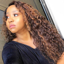Load image into Gallery viewer, 13*4 Transparent Lace Front Human Hair Curly Wigs with Baby Hair Middle Ration Remy Hair Lace Wigs Pre-Plucked Wigs
