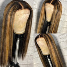 Load image into Gallery viewer, Straight Highlight 13x4 Transparent Lace Front Human Hair Wigs for Women Invisible Pre Plucked 150% Density
