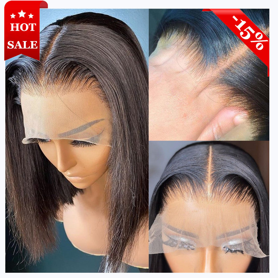 Yoniswigs 13*4 Transparent Lace Front Bob Wigs Natural Color Hair Human Hair 180% Density Pre Plucked