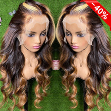 Load image into Gallery viewer, Bodywave  Highlight 13x4 Transparent Lace 13*6*1 T Part Lace Front Human Hair Wigs for Women Invisible 150% 180% Density Pre Plucked  With Baby Hair
