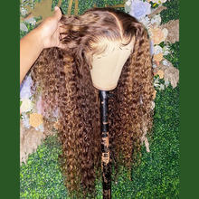 Load image into Gallery viewer, Highlight Curly 13x4 Transparent Lace 13*6*1 T Part Lace Front Human Hair Wigs Invisible 150% 180% Density Pre Plucked
