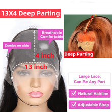 Load image into Gallery viewer, Orange Ginger Color Wavy 13X4 HD Lace Front Wigs Human Hair Brazilian Invisible Lace Front Human Hair Wigs Pre Plucked Hairline with Baby Hair For Women 150%
