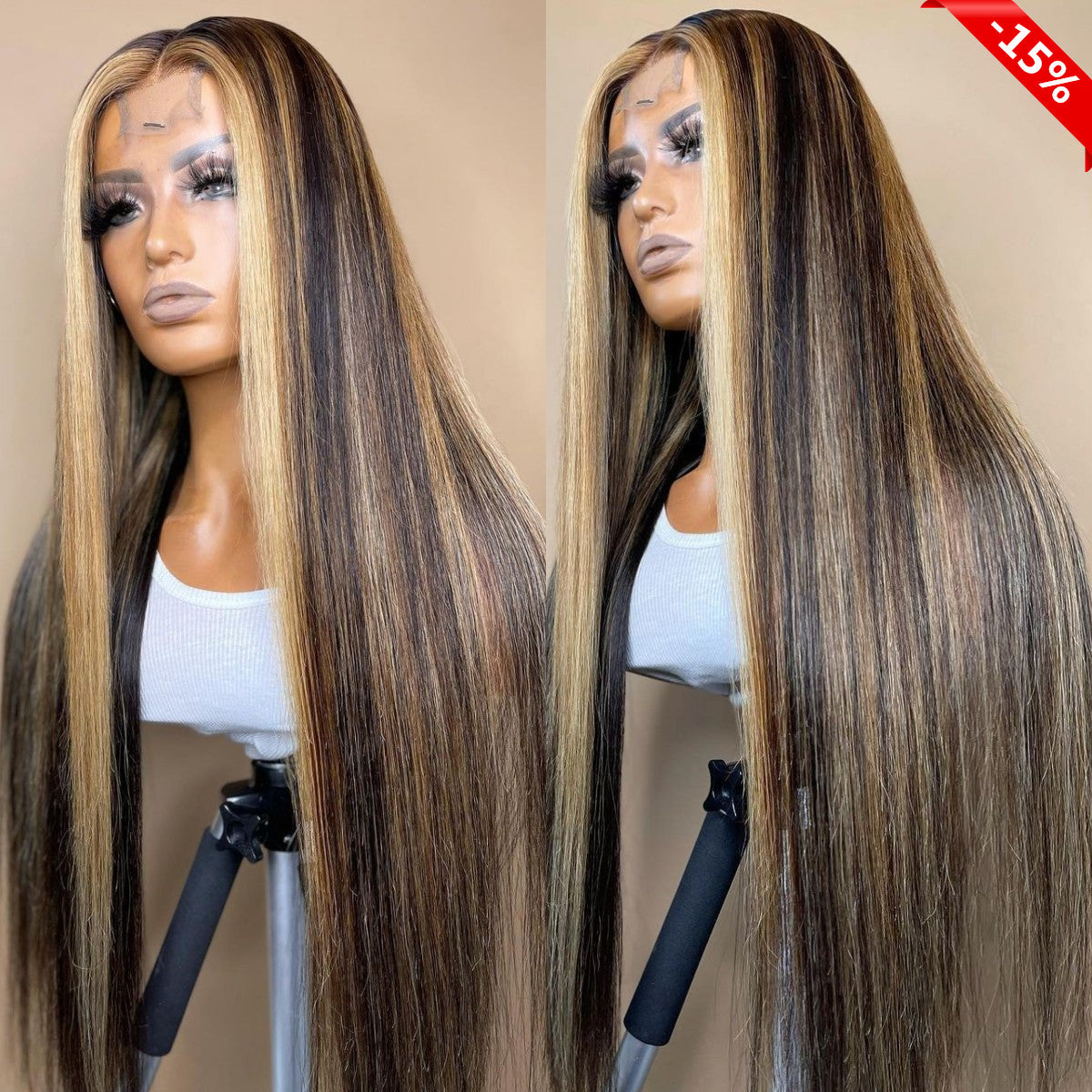 13x4 Straight Highlight 150% Transparent Lace Front Human Hair Wigs for Women Invisible Pre Plucked
