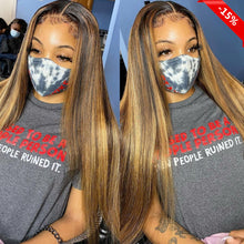 Load image into Gallery viewer, Straight Highlight 13x4 Transparent Lace Front Human Hair Wigs for Women Invisible Pre Plucked 150% Density
