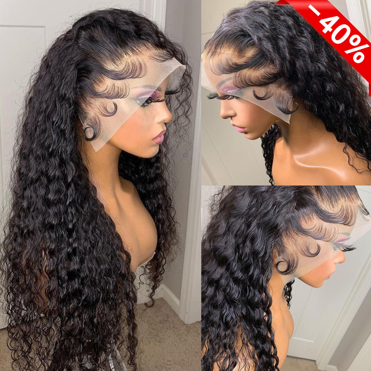 13x4 Transparent Lace 13*6*1 T Part Lace Front Human Hair Curly Wigs for Women Invisible 150% 180% Density Pre Plucked  With Baby Hair