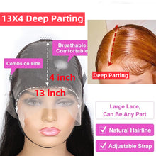 Load image into Gallery viewer, Light Chocolate&amp;Ginger Color 13X4 HD Lace Front Wigs Human Hair Pre Plucked Hairline with Baby Hair Brazilian Remy Straight Invisible Lace Front Human Hair Wigs For Women 150%
