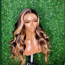 Load image into Gallery viewer, Highlight 13x4 Transparent Lace 13*6*1 T Part Lace Front Human Hair Body Wave Wigs for Women Invisible 150% 180% Density Pre Plucked With Baby Hair
