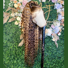 Load image into Gallery viewer, Highlight Curly 13x4 Transparent Lace 13*6*1 T Part Lace Front Human Hair Wigs Invisible 150% 180% Density Pre Plucked
