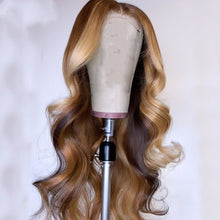 Load image into Gallery viewer, 13*4 Transparent Lace Front Human Hair Highlight Bodywave Wigs with Baby Hair Remy Hair Pre-Plucked Wigs 150% Density
