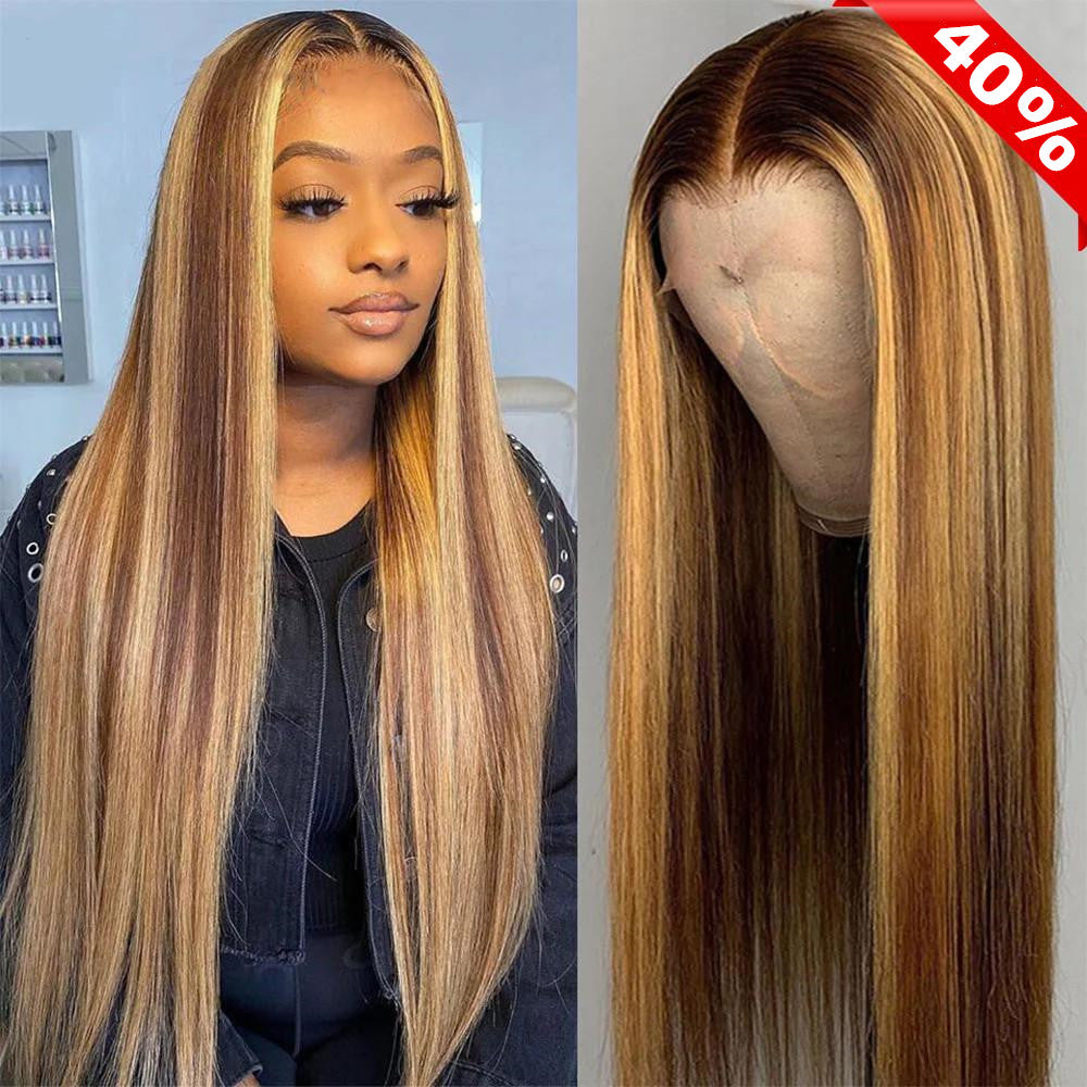 Straight Highlight 13x4 Transparent Lace 13*6*1 T Part Lace Front Human Hair Wigs for Women Invisible 150% 180% Density Pre Plucked