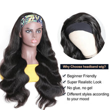 Load image into Gallery viewer, Headband Wigs Human Hair Body Wave 30Inch Glueless Brazilian Hair Wigs So Soft Remy Full Machine Wig For Women 180 Density
