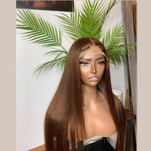 Load image into Gallery viewer, Straight Human Hair Wigs 13X4 Lace Front Wig For Women Brown Color Straight Lace Closure Wig Pre Plucked Brazilian Wig

