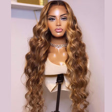 Load image into Gallery viewer, 13x4 Transparent Lace 13*6*1 T Part Lace Front Human Hair Highlight Body Wave Wigs for Women Invisible 150% 180% Density Pre Plucked
