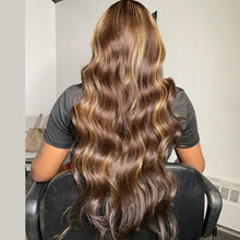Load image into Gallery viewer, Highlight 13x4 Transparent Lace 13*6*1 T Part Lace Front Human Hair WigsBodywave for Women Invisible 150% 180% Density Pre Plucked  With Baby Hair

