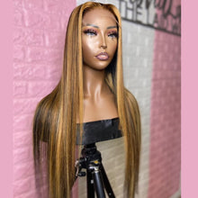 Load image into Gallery viewer, Straight Highlight 13x4 Transparent Lace 13*6*1 T Part Lace Front Human Hair Wigs for Women Invisible 150% 180% Density Pre Plucked
