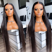 Load image into Gallery viewer, Yoniswigs 13x4 Transparent Lace 13*6*1 T Part Lace Front Human Hair Straight Natural Color  Wigs for Women Invisible 150% 180%  250%Density Pre Plucked
