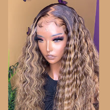 Load image into Gallery viewer, 13x4 Transparent Lace Front Human Hair Highlight Curly Wigs 150% Density for Women Invisible Pre Plucked
