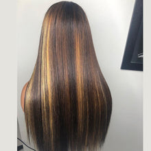 Load image into Gallery viewer, 13x4 Transparent Lace 13*6*1 T Part Lace Front Human Hair Highlight Straight Wigs for Women Invisible Lace 150% 180% Density Pre Plucked

