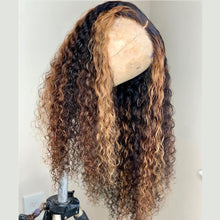 Load image into Gallery viewer, 13x4 Curly Highlight 150% Transparent Lace Front Human Hair Wigs for Women Invisible Pre Plucked
